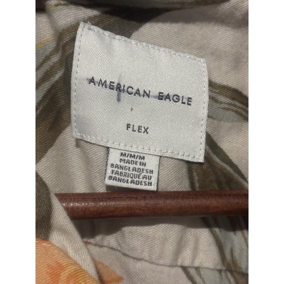 American Eagle Shirt Hawaiian Men's Tropical Button Up Med Yellow‎ Orange - Picture 5 of 8